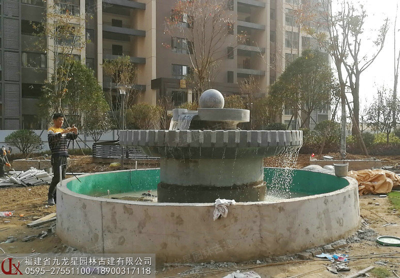 石雕風水球噴泉