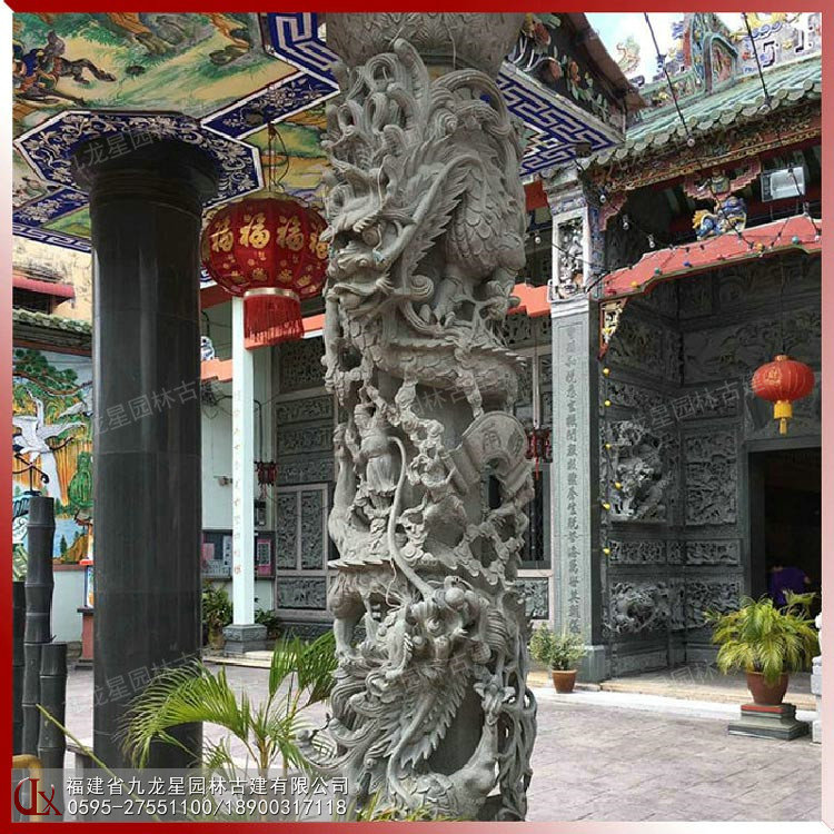 石雕盤龍柱圖片